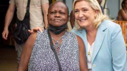 Le Pen'in ırkçılığı dışına vurdu: Siyahi kadına dokunuşu tepki çekti