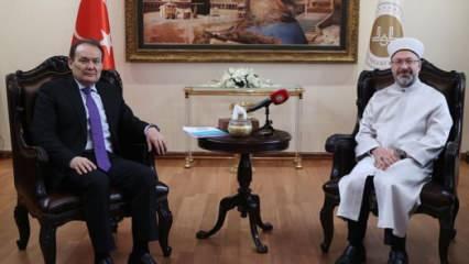 TDT Genel Sekreteri Amreyev, Diyanet İşleri Başkanı Erbaş'ı ziyaret etti