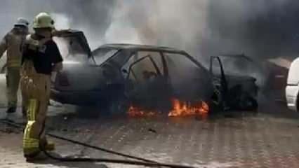 Kağıthane’de park halindeki otomobil yandı