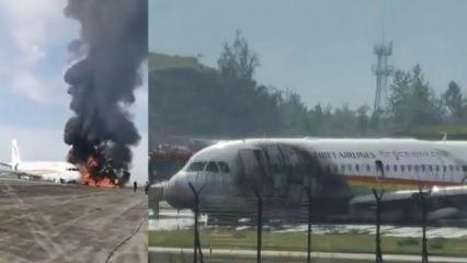 Dehşet dakikaları: Çin'de yolcu uçağı cayır cayır yandı