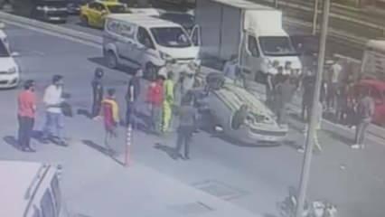  Bakırköy'de korkunç kaza! Ters dönen araçtaki 3 kişi yaralandı