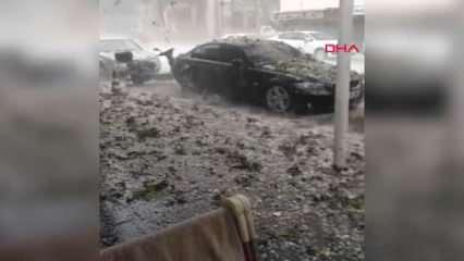 Konya'da hayatı felç eden dolu yağışı kamerada
