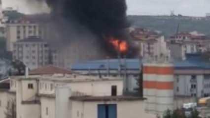 Hadımköy'de fabrikada yangın çıktı