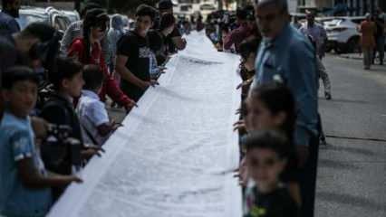 Gazzelilerden Kızılhaç Komitesi'ne 100 metrelik mektup
