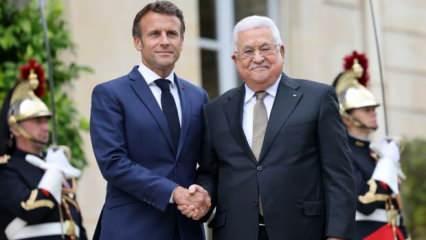 Filistin lideriyle görüşen Macron: Tek taraflı tedbirler sona ermeli