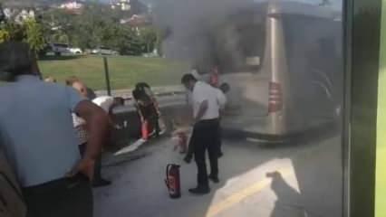 Metrobüste korkutan yangın!