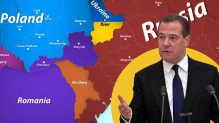 Medvedev'den skandal harita paylaşımı... "Ukrayna, 4 ülke arasında bölüşüldü"