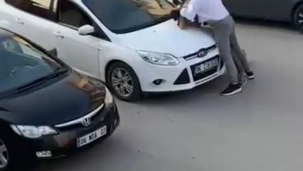 Maganda dehşet saçtı! Yol vermeme tartışmasında sürücünün burnunu kırdı