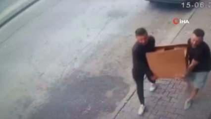 Güngören’de hırsızlar çaldıkları çelik kasayı karton kutuda böyle taşıdı