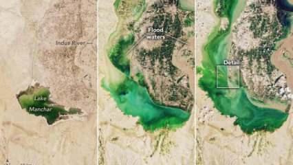 Pakistan'ın en büyük tatlı su gölü taştı