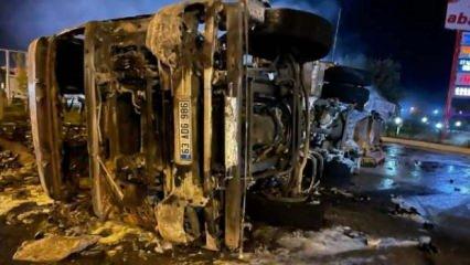 Aksaray’da devrilen TIR alev aldı, şoförü yaralandı