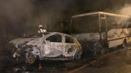 Çekmeköy'de park halindeki otomobilde yangın çıktı