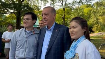 Central Park'ta yürüyüş yapan Cumhurbaşkanı Erdoğan'a büyük ilgi!