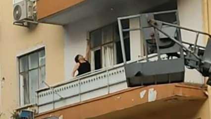 Sinir krizi geçiren kadın evinin balkonunu yaktı