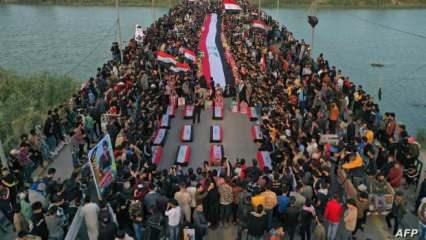 Meydanlara akın ettiler: Bağdat'ta "ekim" gösterileri başladı