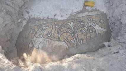 Kaçak kazı yaparken buldukları tarihi mozaiğin başında yakalandılar