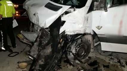 Gaziantep'te korkunç kaza! İşçi servisi ile otomobil çarpıştı: 1 ölü 15 yaralı