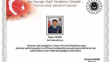 MSB acı haberi duyurdu: 1 asker şehit oldu