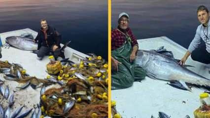 Marmara Denizi'nde balıkçı ağına 150 kilogram ağırlığında devasa orkinos takıldı!
