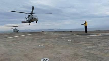 Gurur anı! TCG Anadolu'ya ilk helikopterler başarıyla iniş yaptı