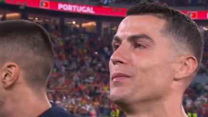 Ronaldo'nun duygusal anları! Maç öncesi gözleri doldu...