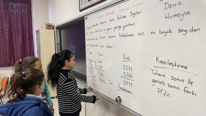 Ayşenur öğretmenin son derste yazdığı notlar sınıfındaki tahtada!