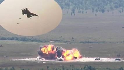 Kimliği belirsiz uçak askeri hedefleri bombaladı