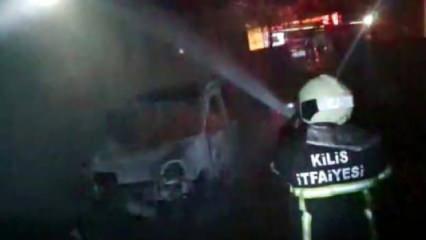 Kilis'te kamyonet yangını, okul çatısına sıçradı