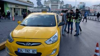 Polis ekiplerinden Taksim’de taksicilere denetim