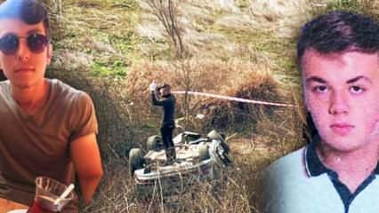 Çorlu'da feci kaza: Metrelerce yüksekten şarampole yuvarlanan araçtaki iki genç öldü!