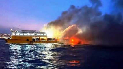 Marmara Denizi'nde feribot yangını: 30 yolcu dumandan etkilendi