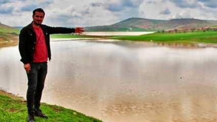 4 yıldır kurak göle buğday ekti! Yağmur, çiftçinin hayallerini ve ekinlerini suya düşürdü