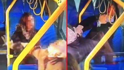 Mersin'de akılalmaz olay: Otobüsteki iki kadının kavgası kameraya yansıdı