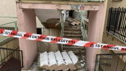 Avcılar'da merdivenleri çöken bina mühürlendi