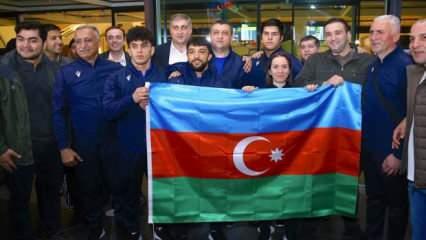 Bayrak saygısızlığına kayıtsız kalınmadı! Azerbaycanlı halterciler Bakü'ye döndü