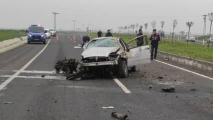 Tekirdağ'da feci kaza: Refüje çarpan otomobilin sürücüsü öldü!