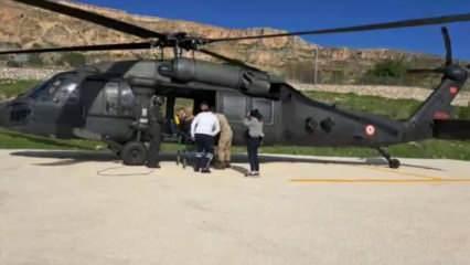 Askeri helikopter, kalp krizi geçiren hasta için havalandı