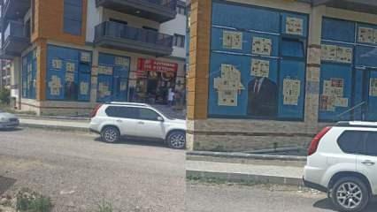 CHP seçim bürosunda Kılıçdaroğlu’nun ve sloganların üzerleri gazete kağıdı ile kapatıldı
