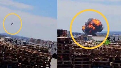 İspanya'da savaş uçağı yere çakıldı! O anlar kamerada