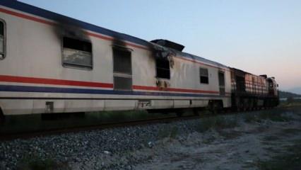 Denizli'de yolcu treninin vagonu alev alev yandı!