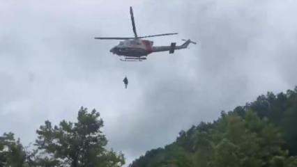 Şile’de mahsur kalan 2 vatandaş helikopterle kurtarıldı