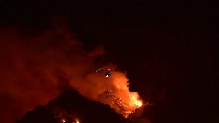 Kemer'deki orman yangınında gece görüşlü helikopterler müdahaleye başladı
