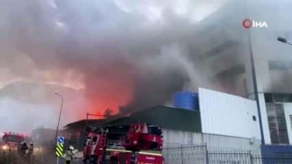 Arnavutköy'de 4 katlı fabrikada korkutan yangın