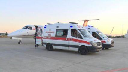 Ambulans uçak, 13 günlük bir bebek ve iki genç için havalandı