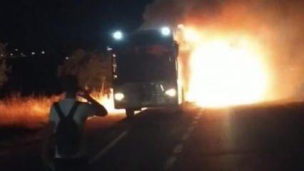 Yolcu otobüsü alev alev yandı: Facianın eşiğinden dönüldü