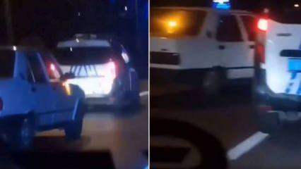 Trabzon'da pes dedirten anlar! Polis aracına arkadan çarptılar