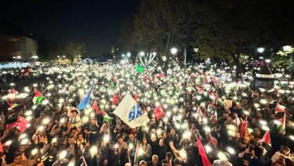 On binler Filistin'e destek için yürüdü