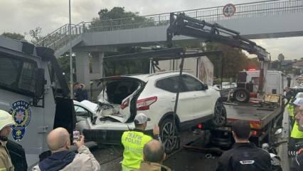 Üsküdar'da aralarında TOMA'nın da olduğu 14 araç zincirleme kazaya neden oldu