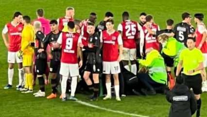 Hollanda'da korkutan anlar! Kalp krizi nedeniyle maç durdu