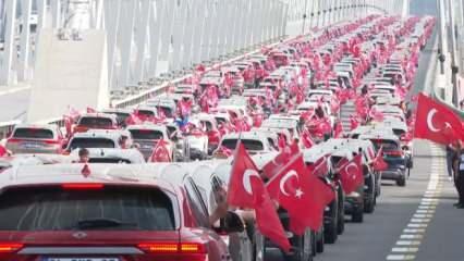 Togg konvoyu, Türkiye'nin 100'üncü yılında Yavuz Sultan Selim Köprüsü'nden geçti!
